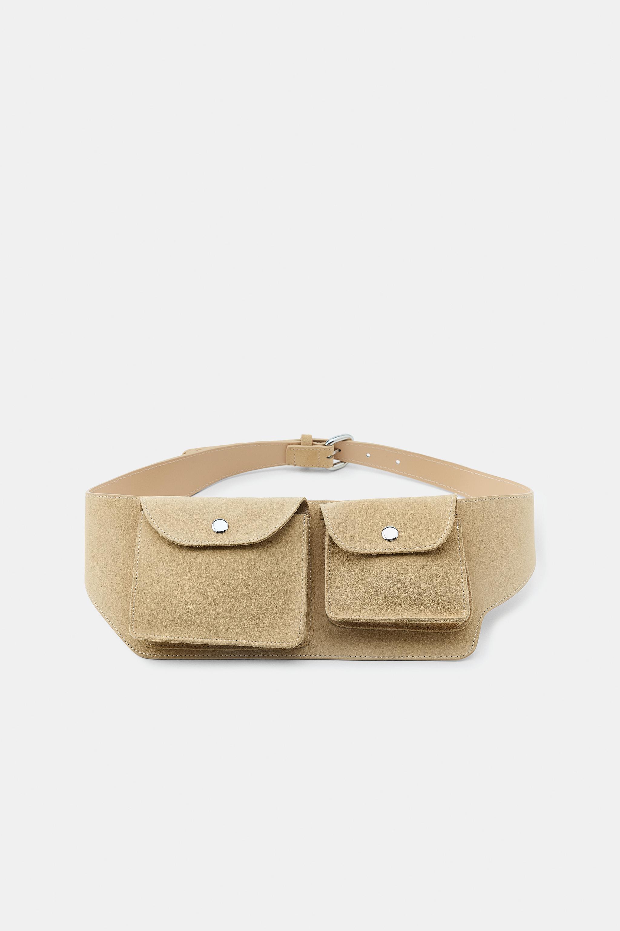 100% LEATHER WAIST BELT WITH POCKETS